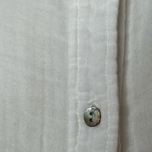 Michel Stars Tess Tie Shirt White Sz XS Double Gauze Button Front Oversized Boxy - Picture 11 of 14